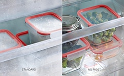 Food containers in freezer